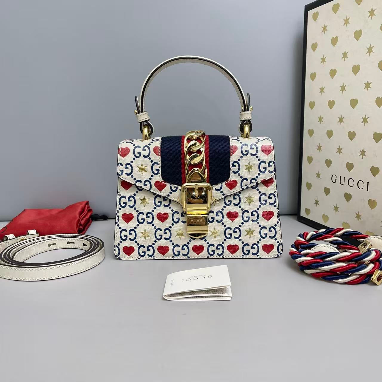 Gucci Sylvie — White Leather Heart Limited Edition