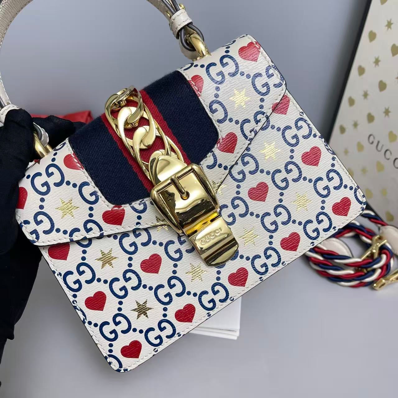 Gucci Sylvie — White Leather Heart Limited Edition