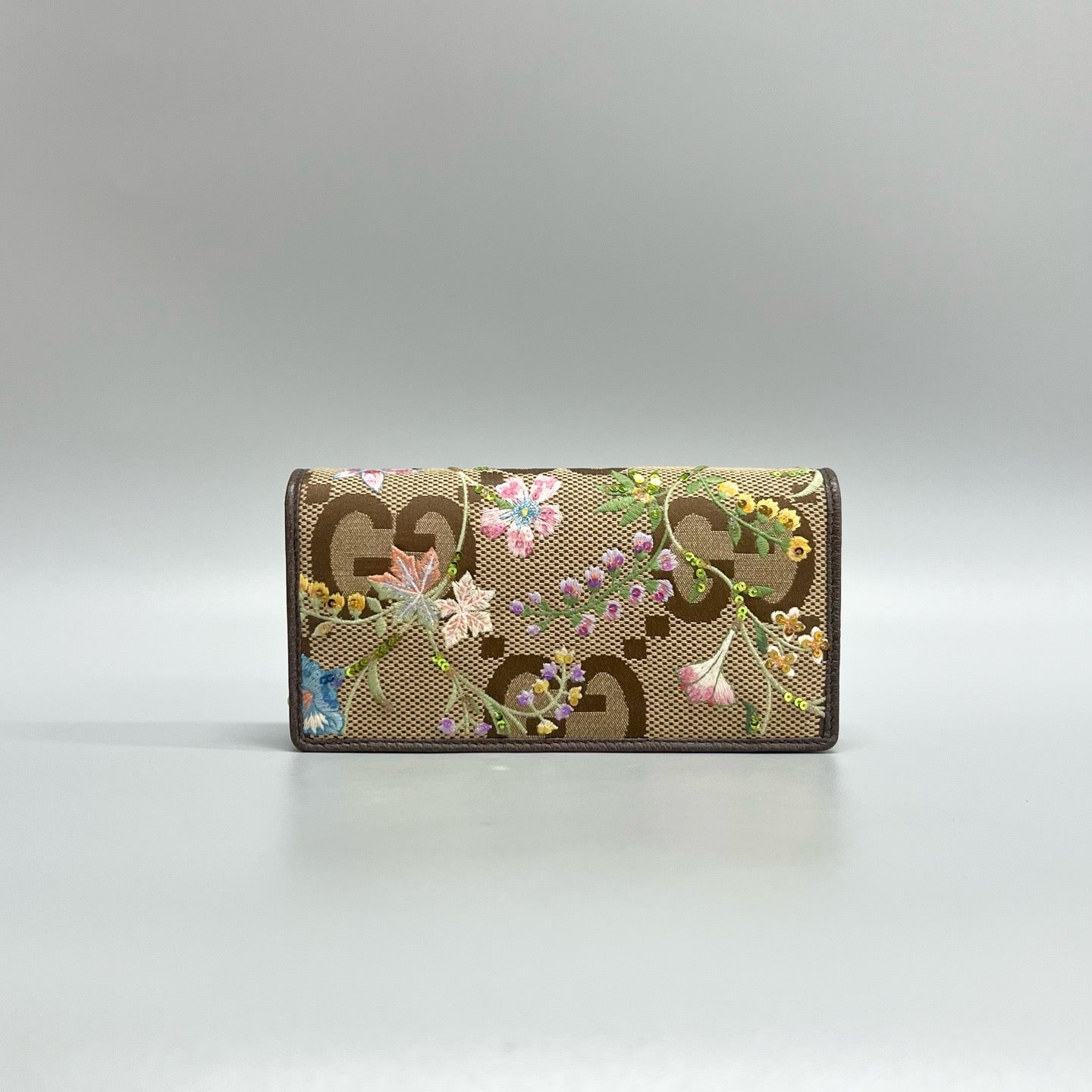 Gucci 1955 Embroidered Canvas Chain Wallet