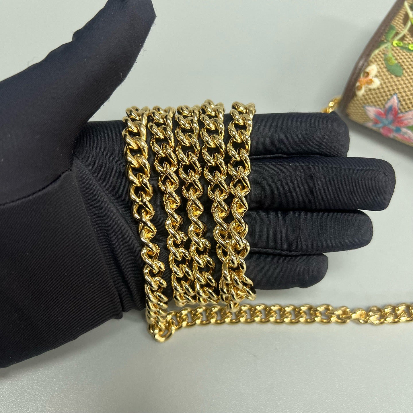 Gucci 1955 Embroidered Canvas Chain Wallet