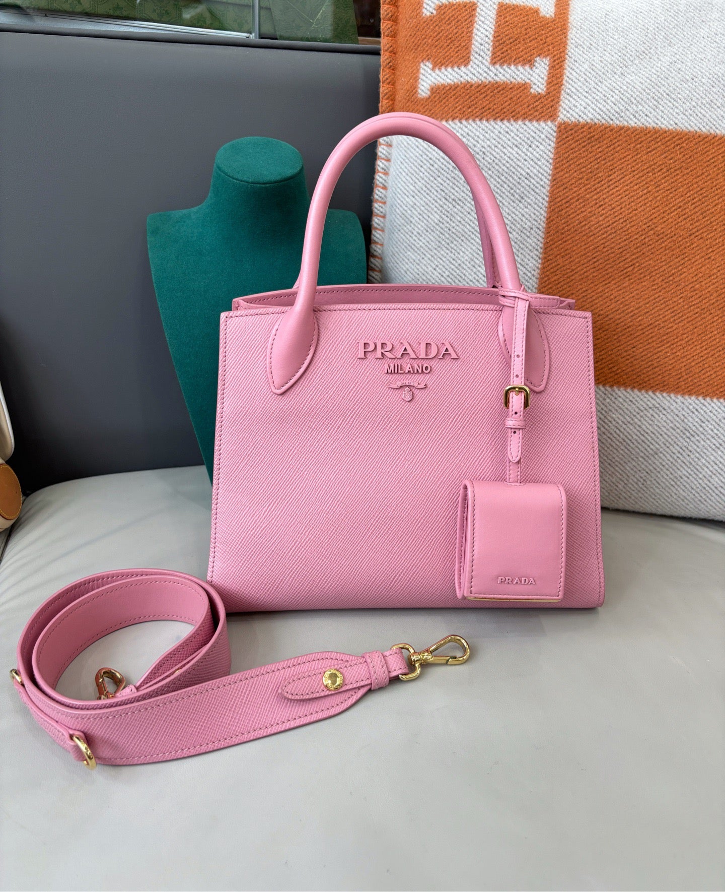 Prada Saffiano Leather Top-Handle & Crossbody Bag