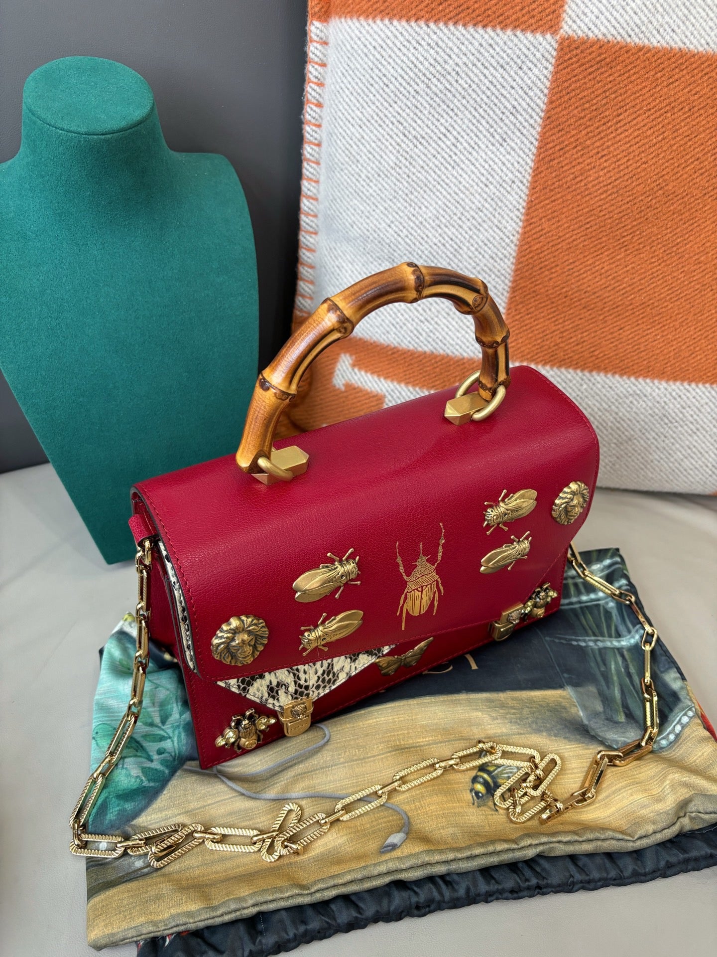 Gucci Limited Edition Bamboo Top-Handle Bag — Insect Motif
