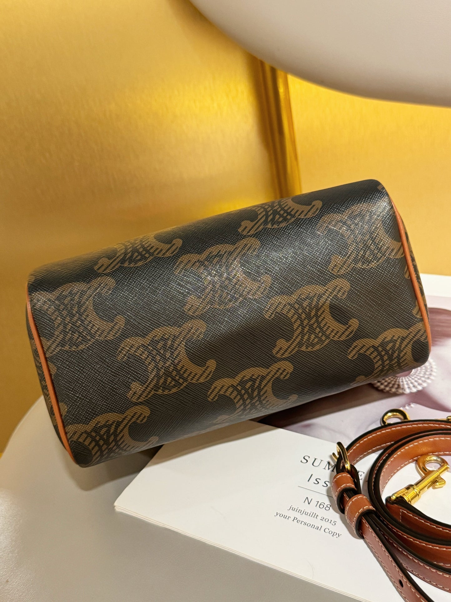 Celine Triomphe Boston Bag — Small Size with Signature Logo