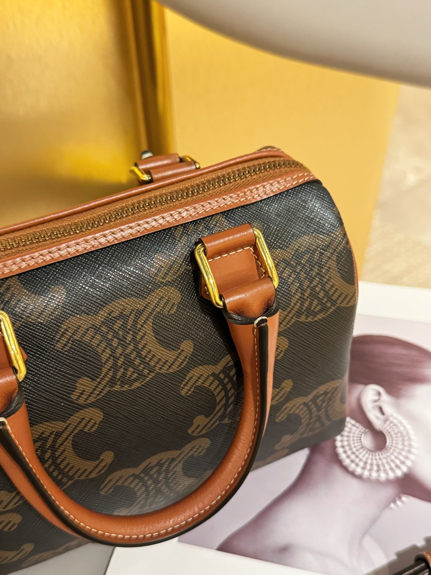 Celine Triomphe Boston Bag — Small Size with Signature Logo