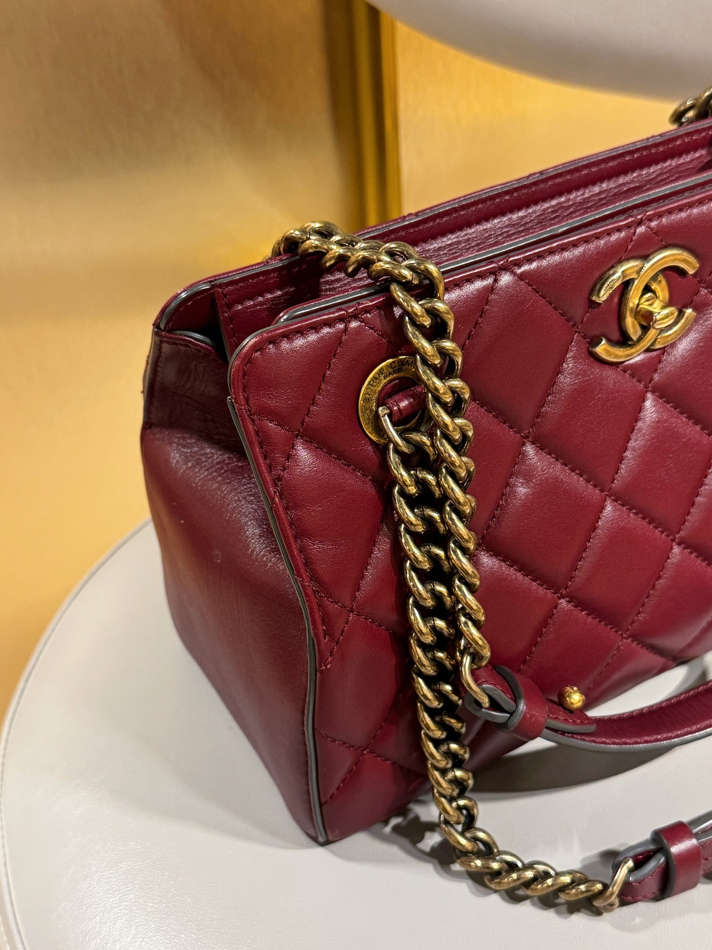Chanel “Milk Box” Tote — Burgundy Calfskin