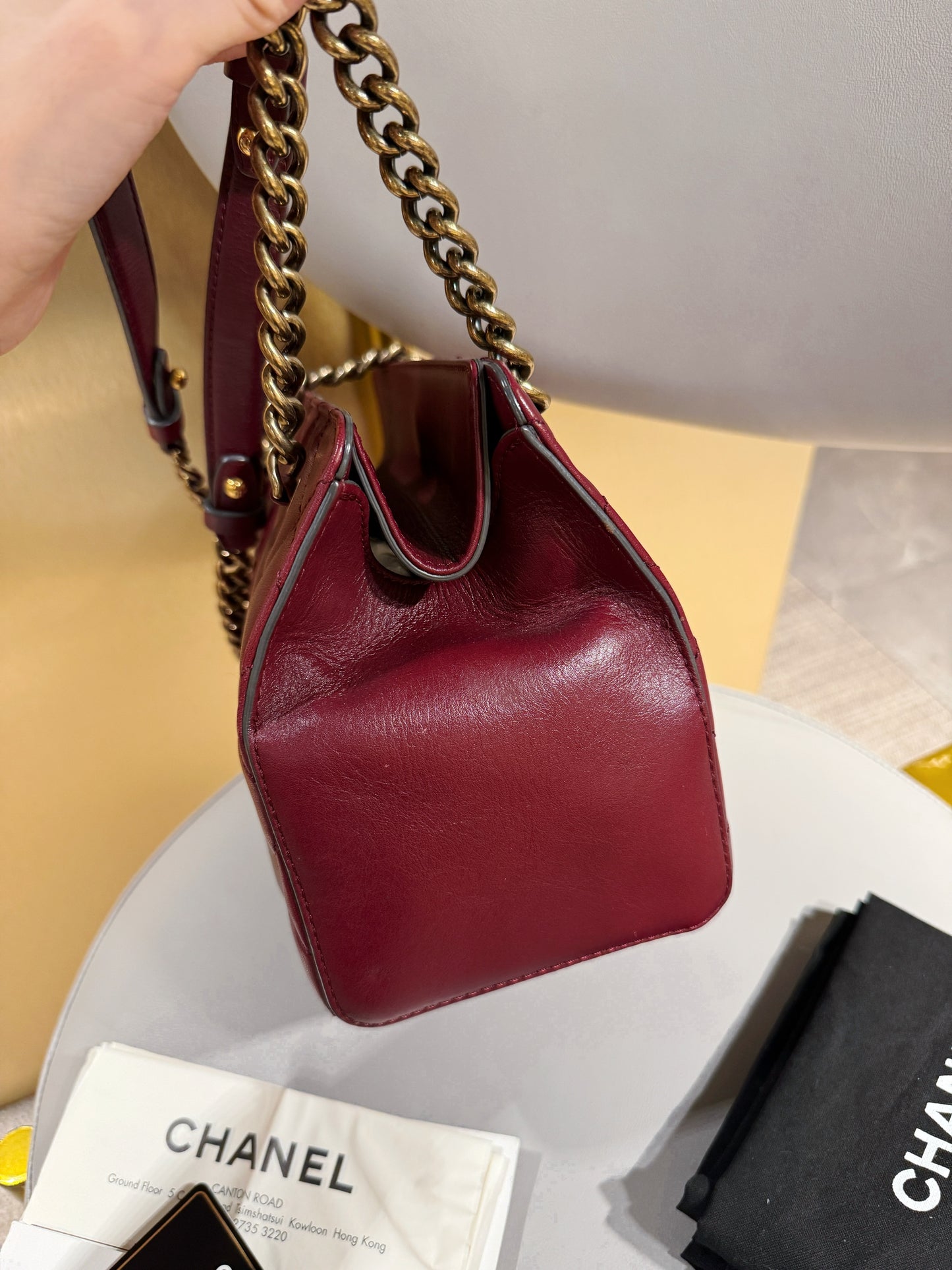 Chanel “Milk Box” Tote — Burgundy Calfskin