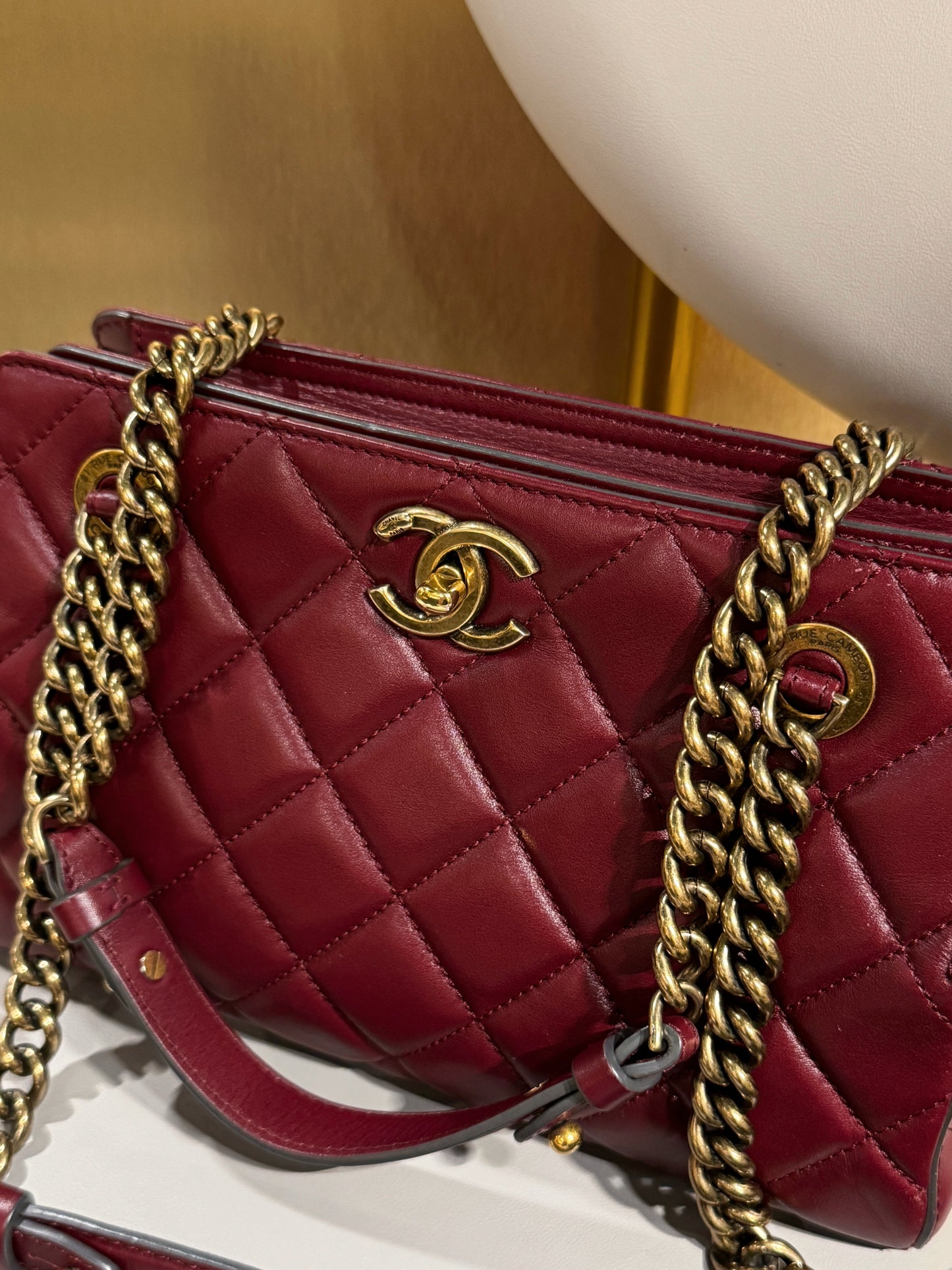 Chanel “Milk Box” Tote — Burgundy Calfskin