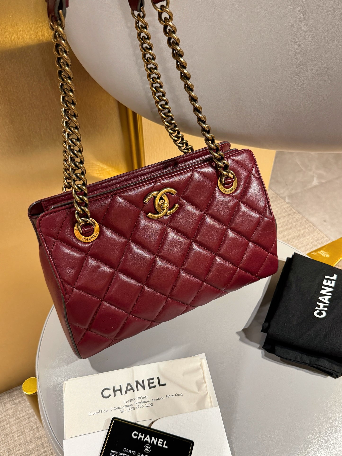 Chanel “Milk Box” Tote — Burgundy Calfskin