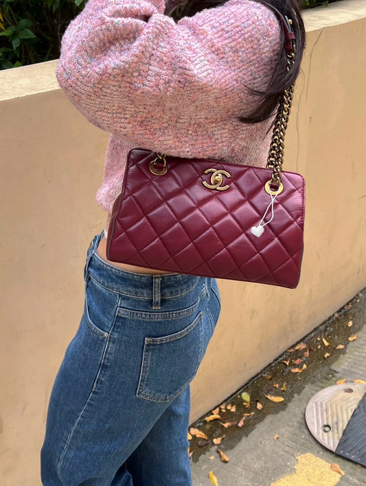 Chanel “Milk Box” Tote — Burgundy Calfskin