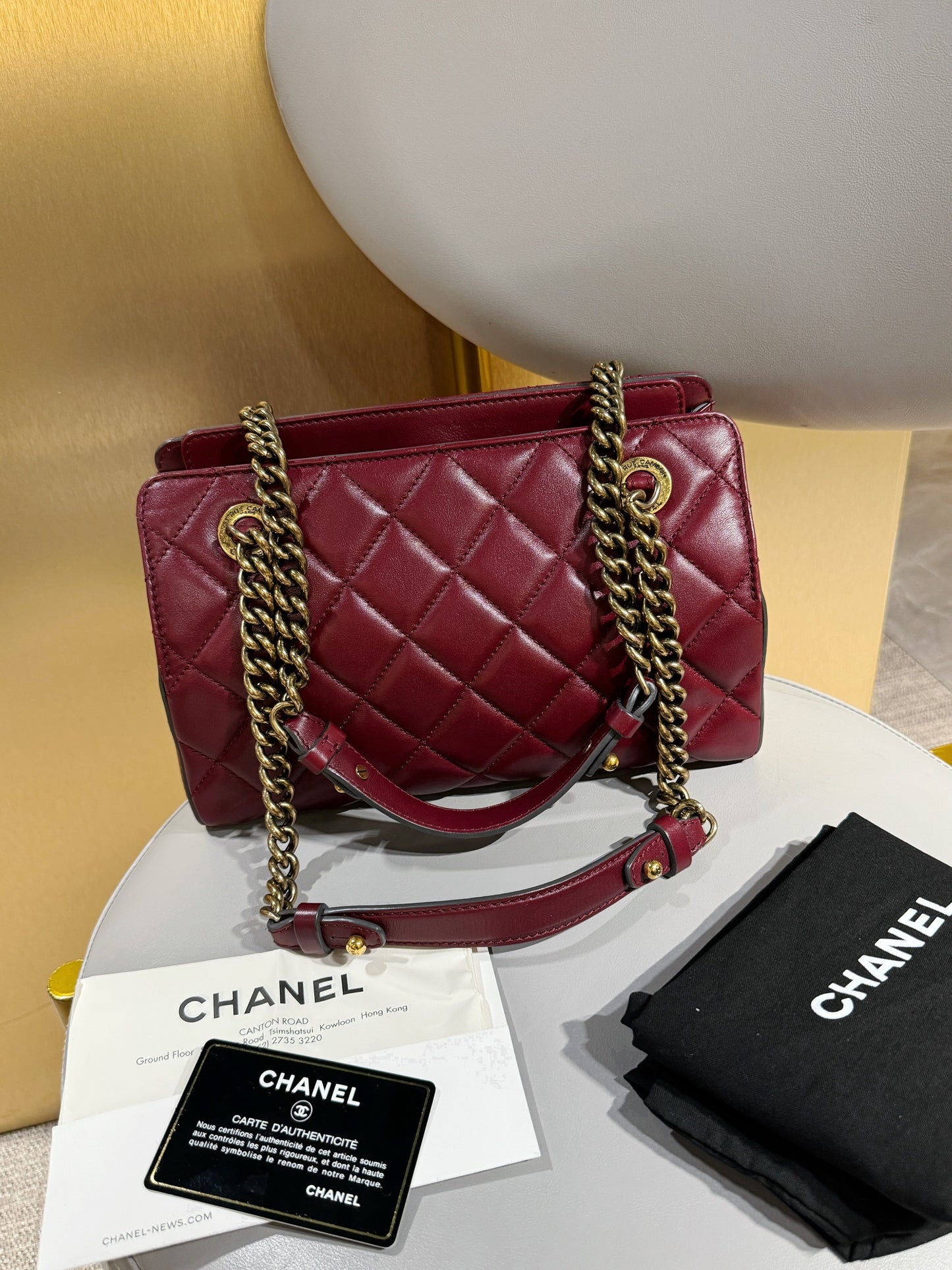 Chanel “Milk Box” Tote — Burgundy Calfskin