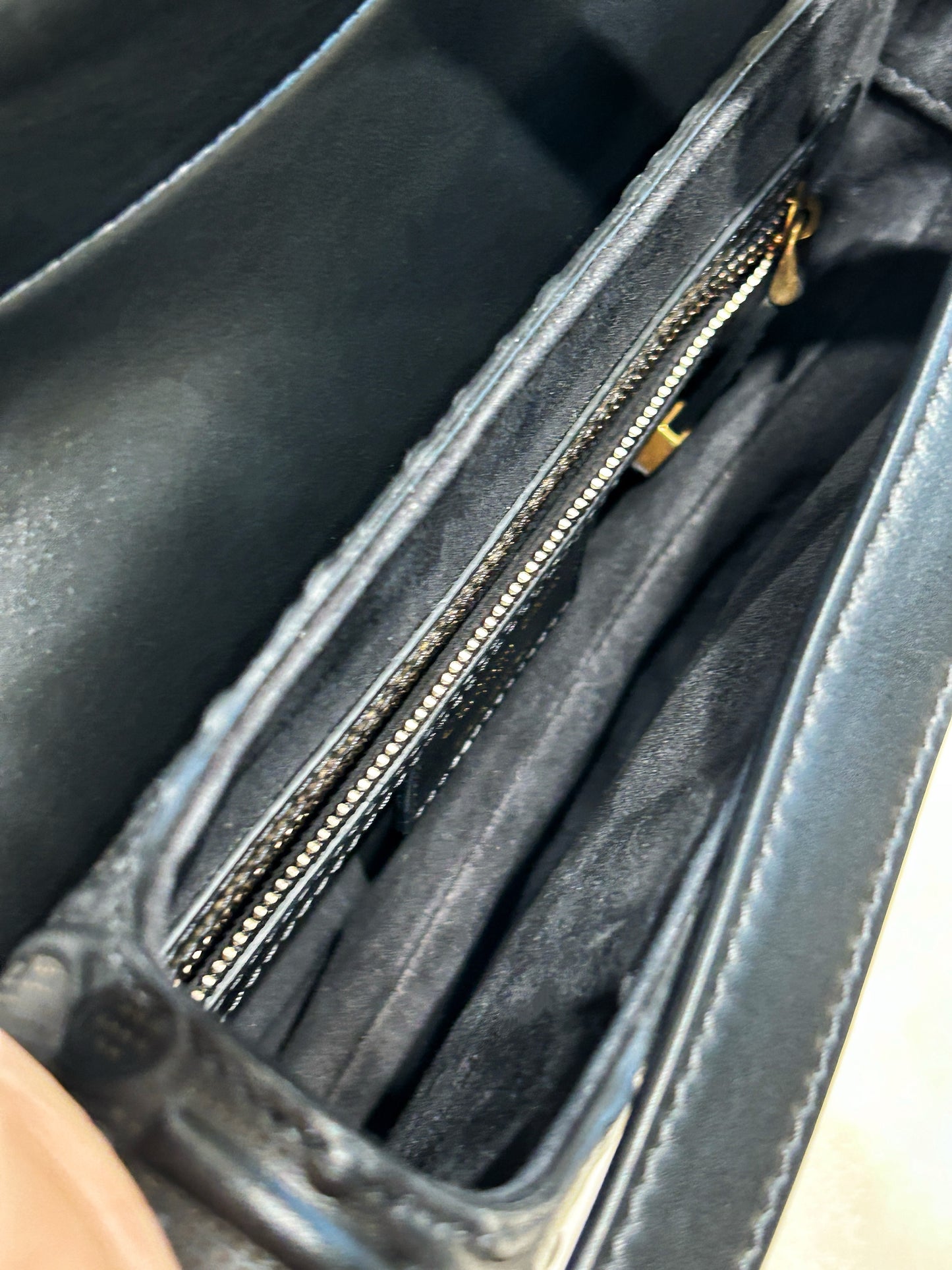 Dior Saddle Bag — Black & White Embossed Leather