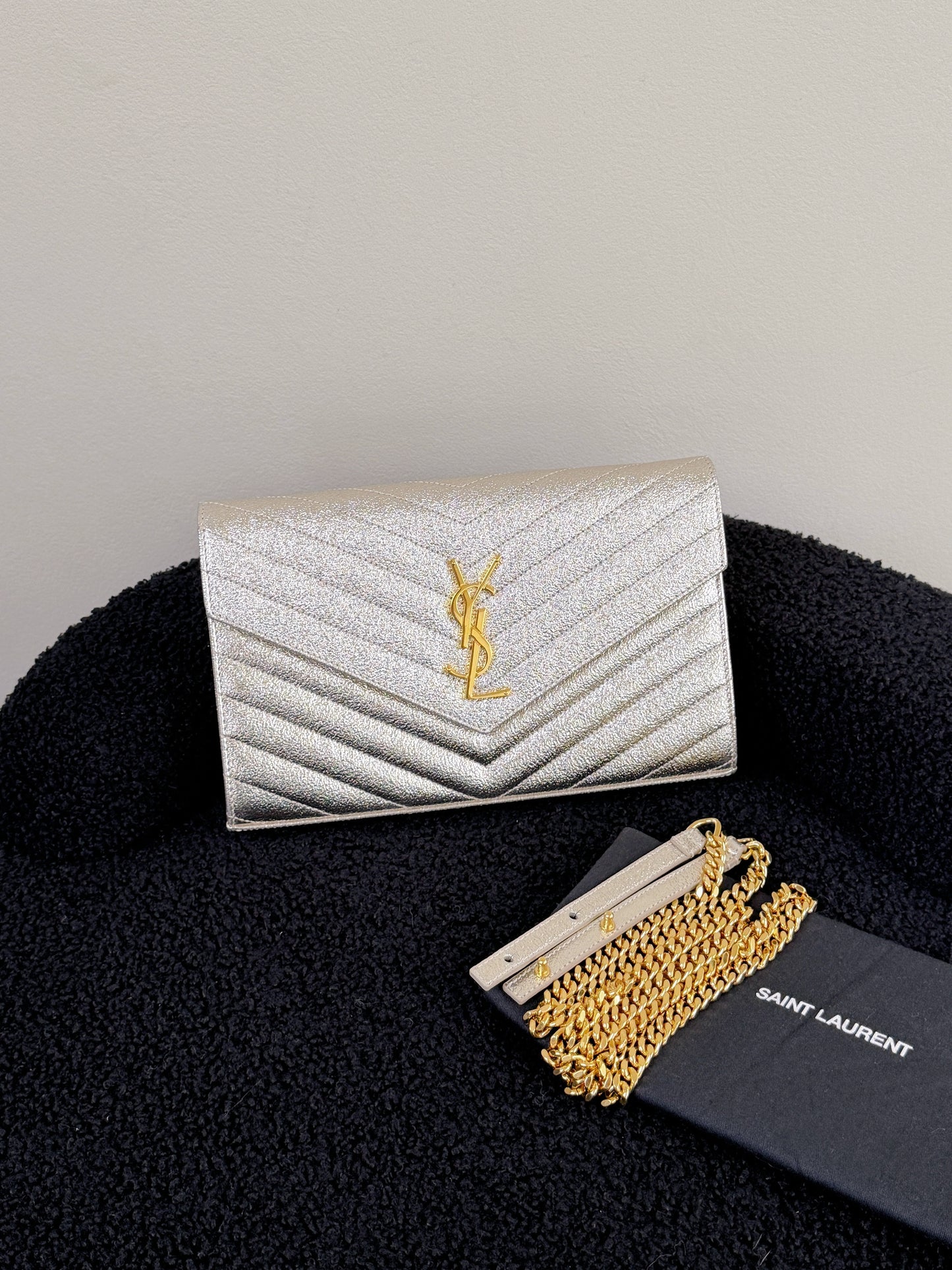 YSL Monogramme Envelope Bag-Champagne Gold Hardware