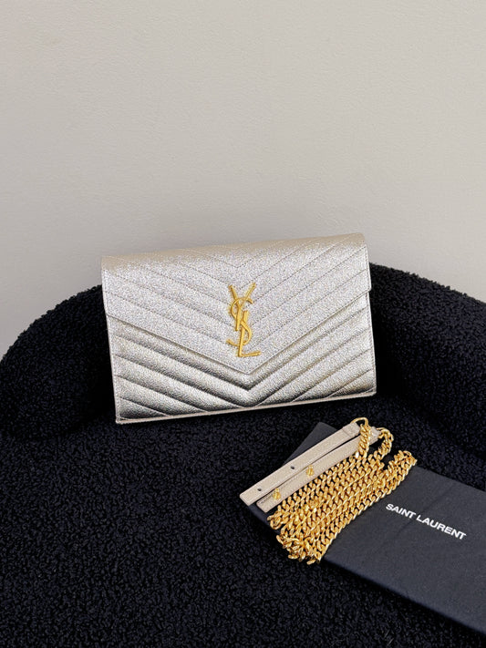 YSL Monogramme Envelope Bag-Champagne Gold Hardware