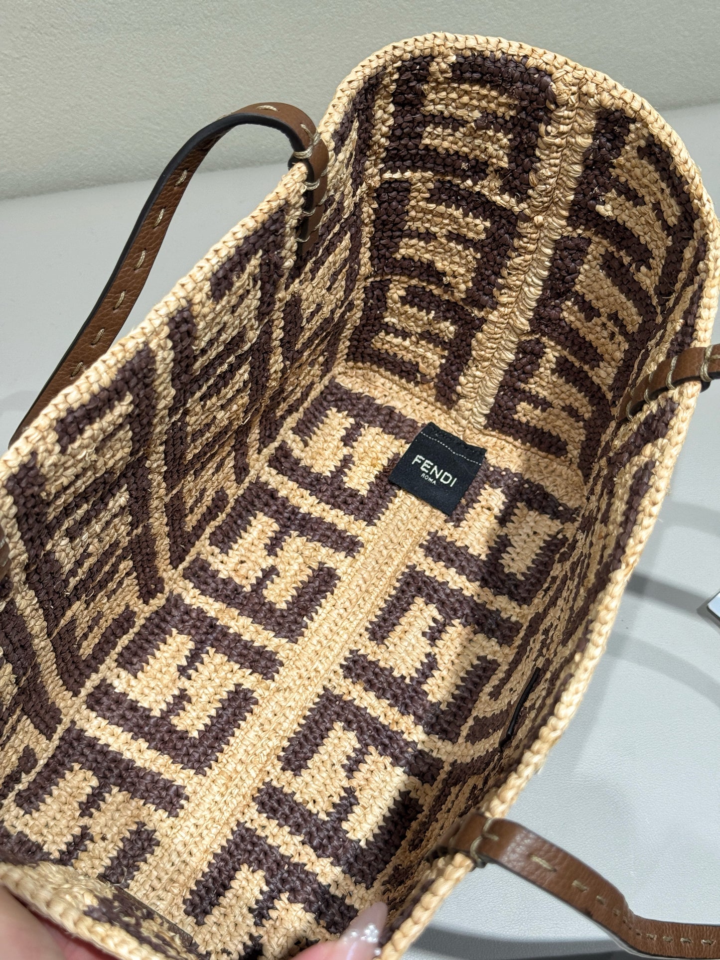 Fendi Monogram Raffia Tote Bag