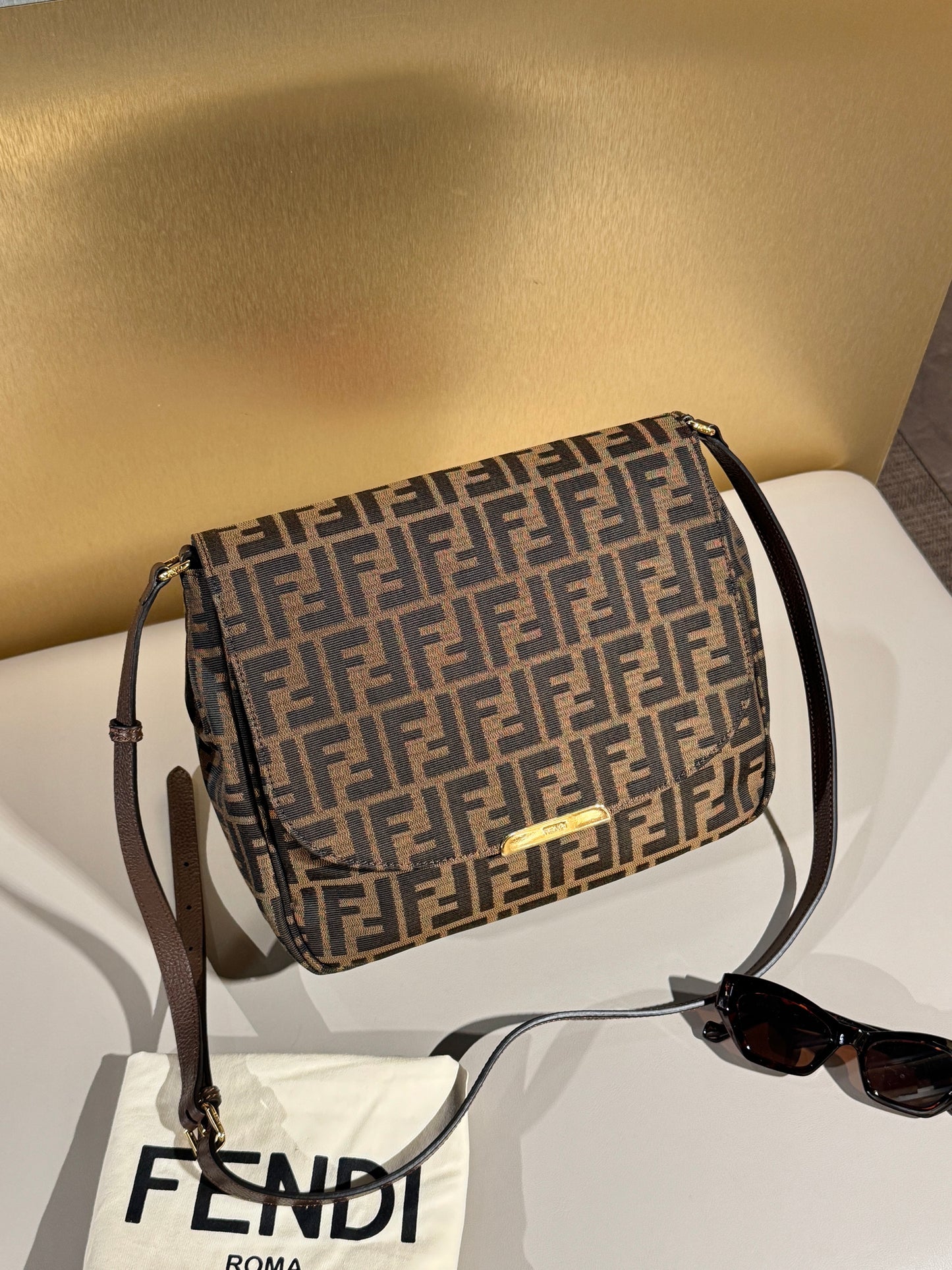 Fendi Vintage Canvas Messenger Bag