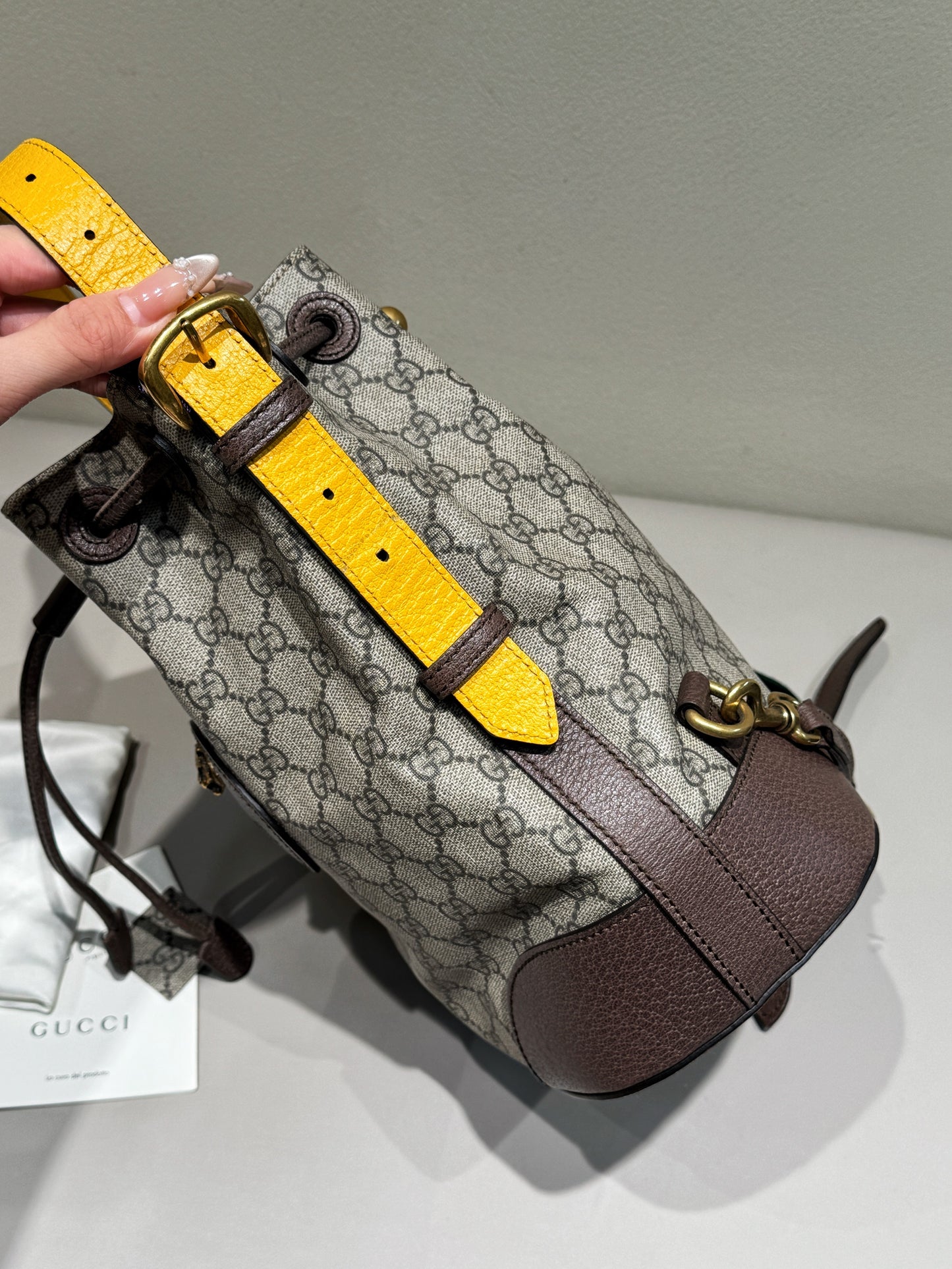 Gucci Tiger-Head Drawstring Bucket Bag