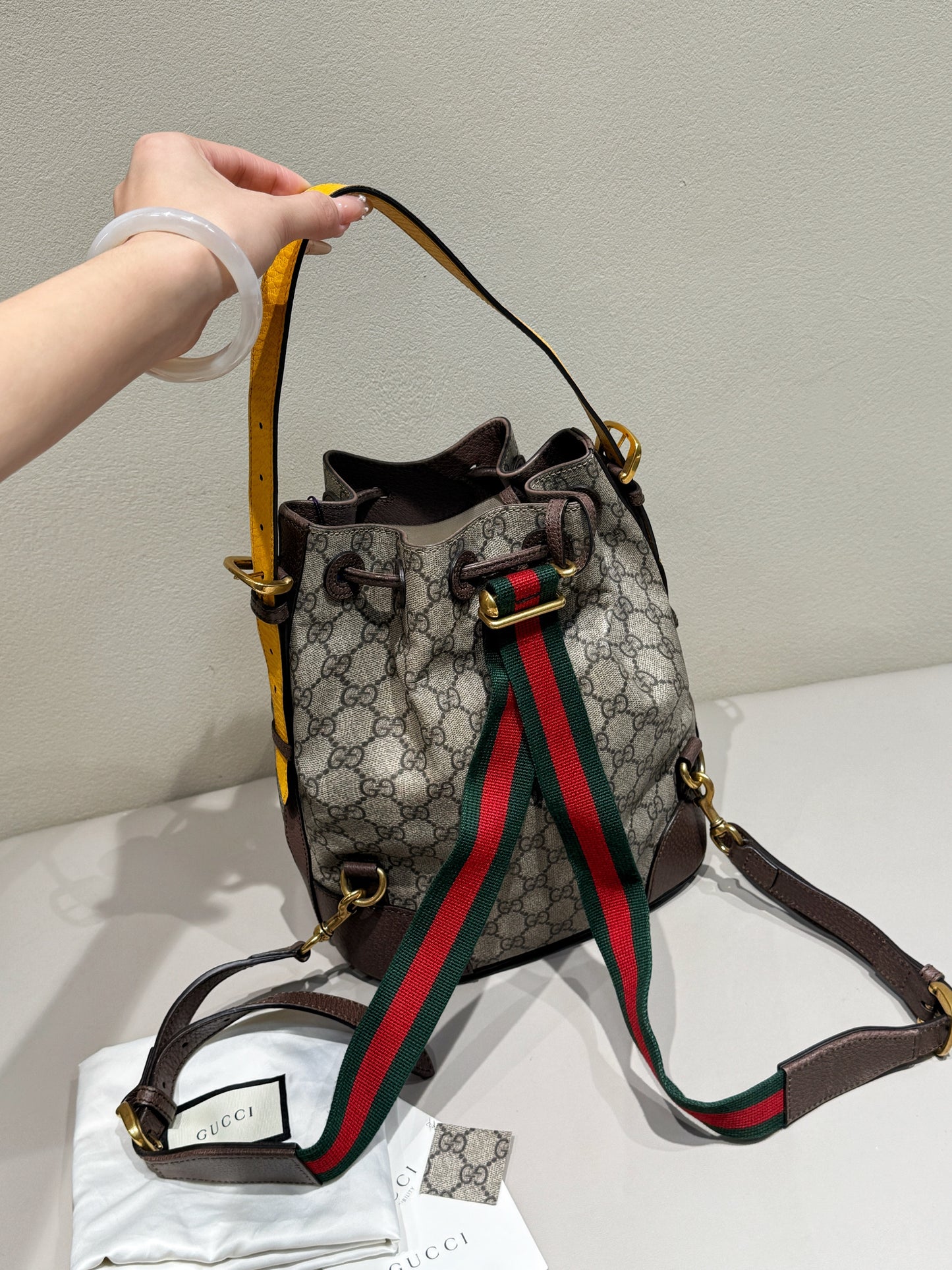 Gucci Tiger-Head Drawstring Bucket Bag