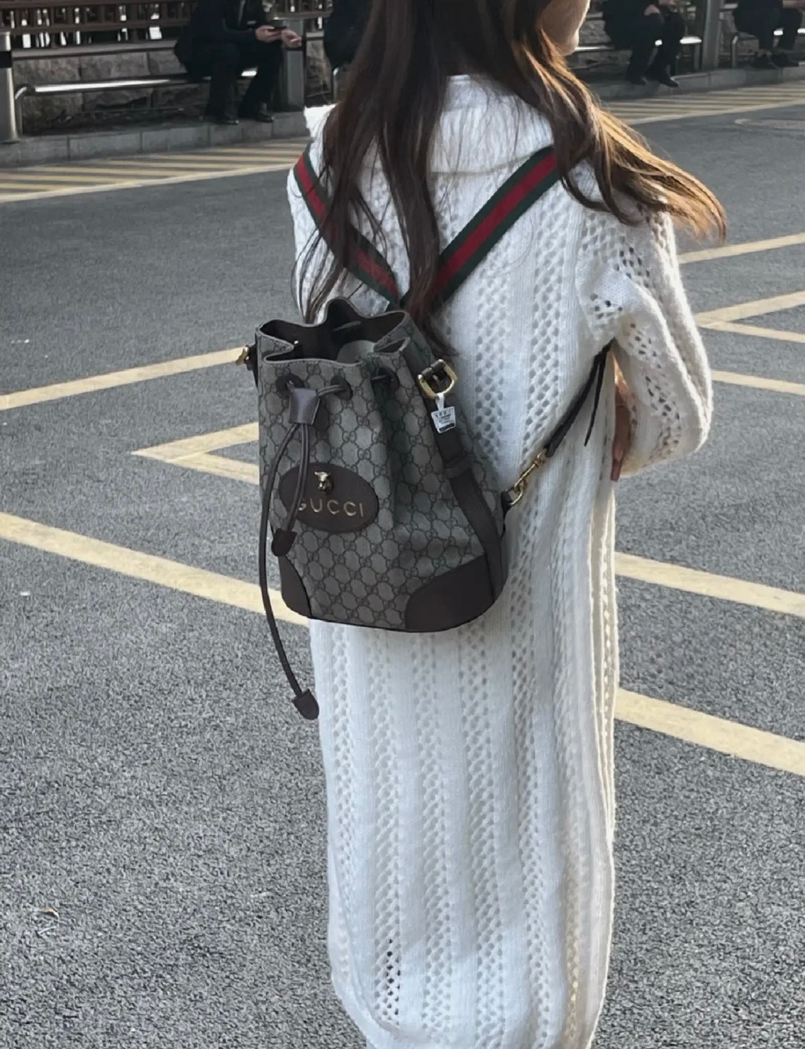 Gucci Tiger-Head Drawstring Bucket Bag