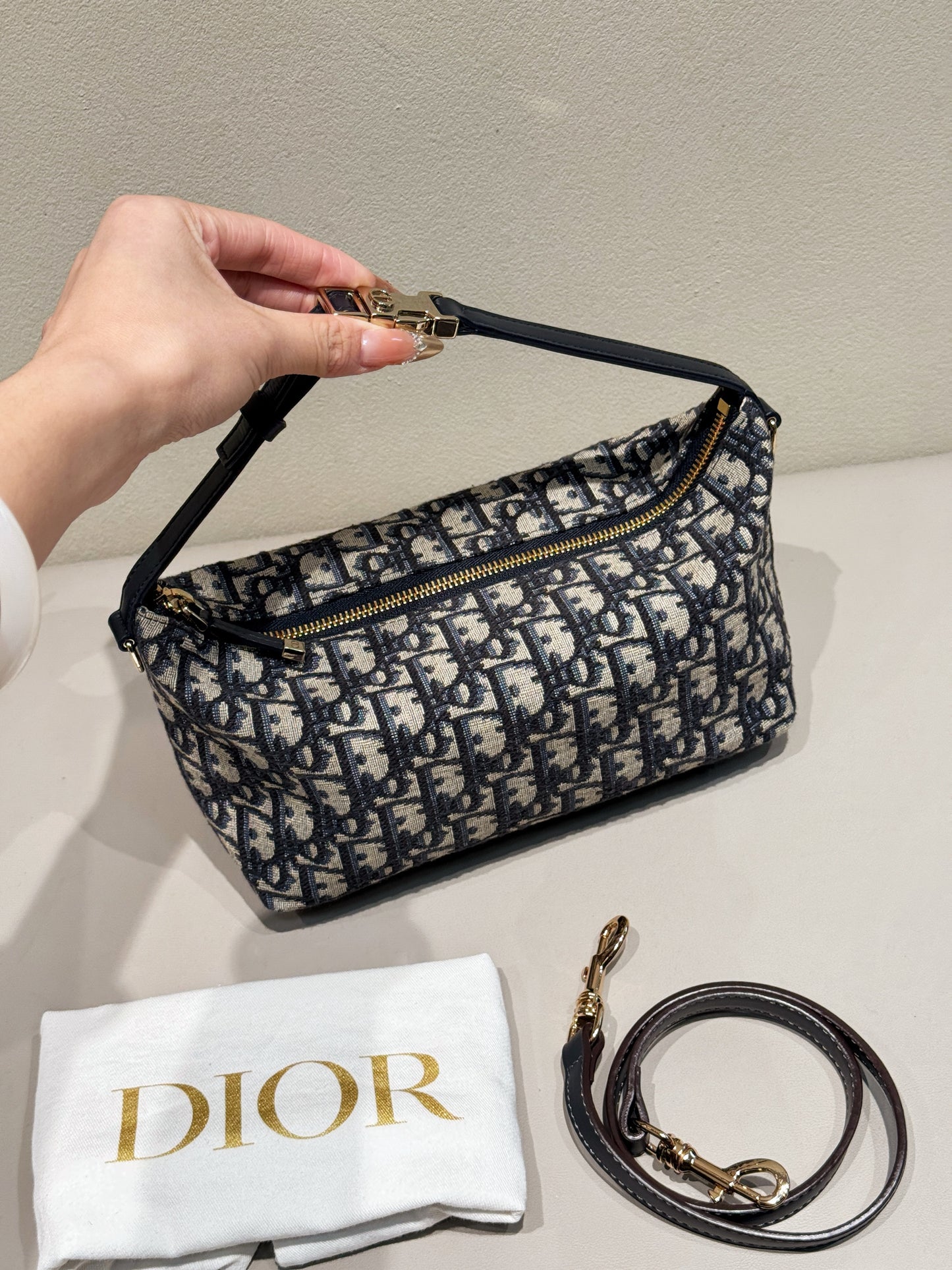 Dior Embroidered Oblique Hobo Box Bag