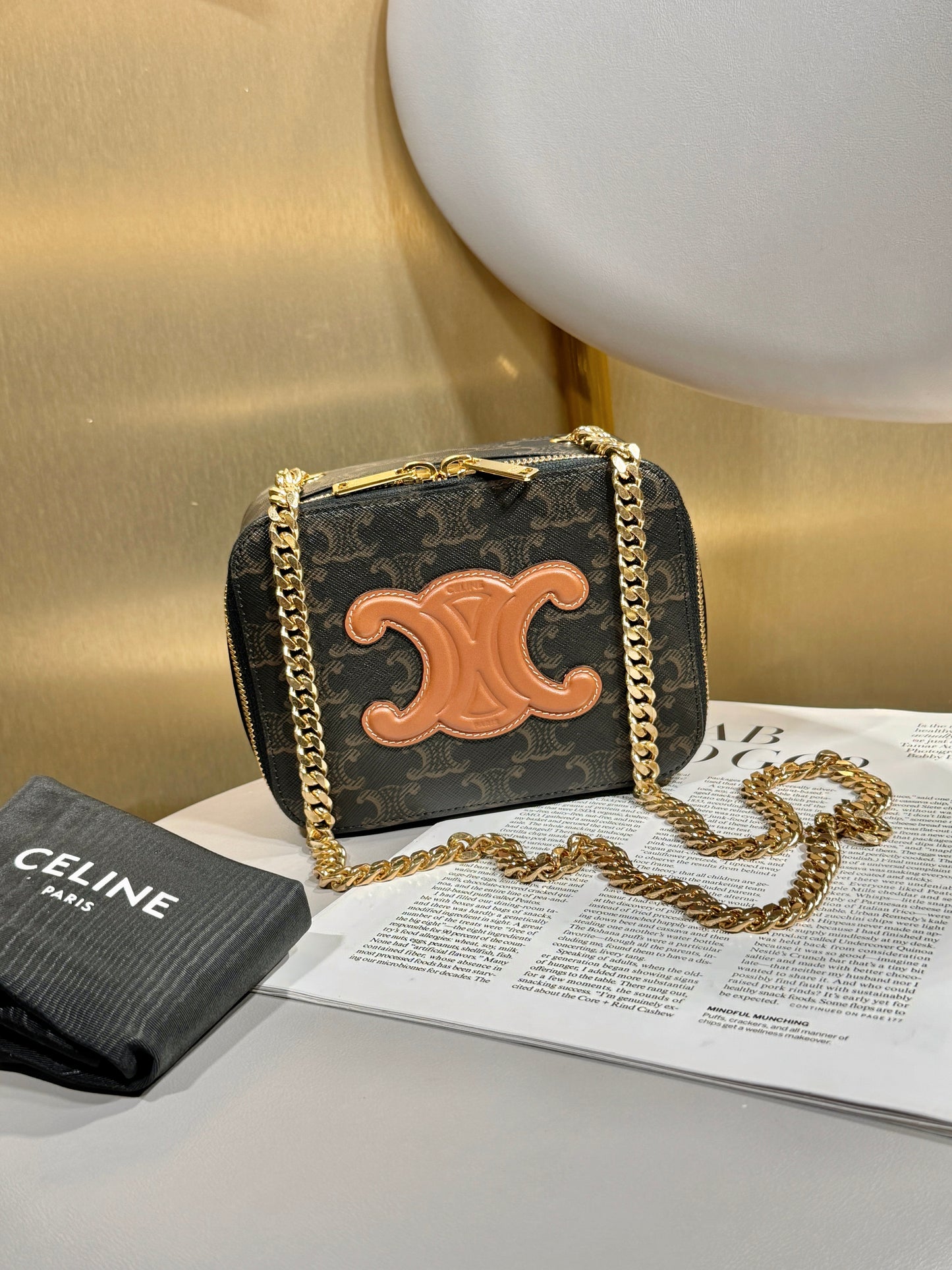 Celine Box On Chain — Triomphe Monogram