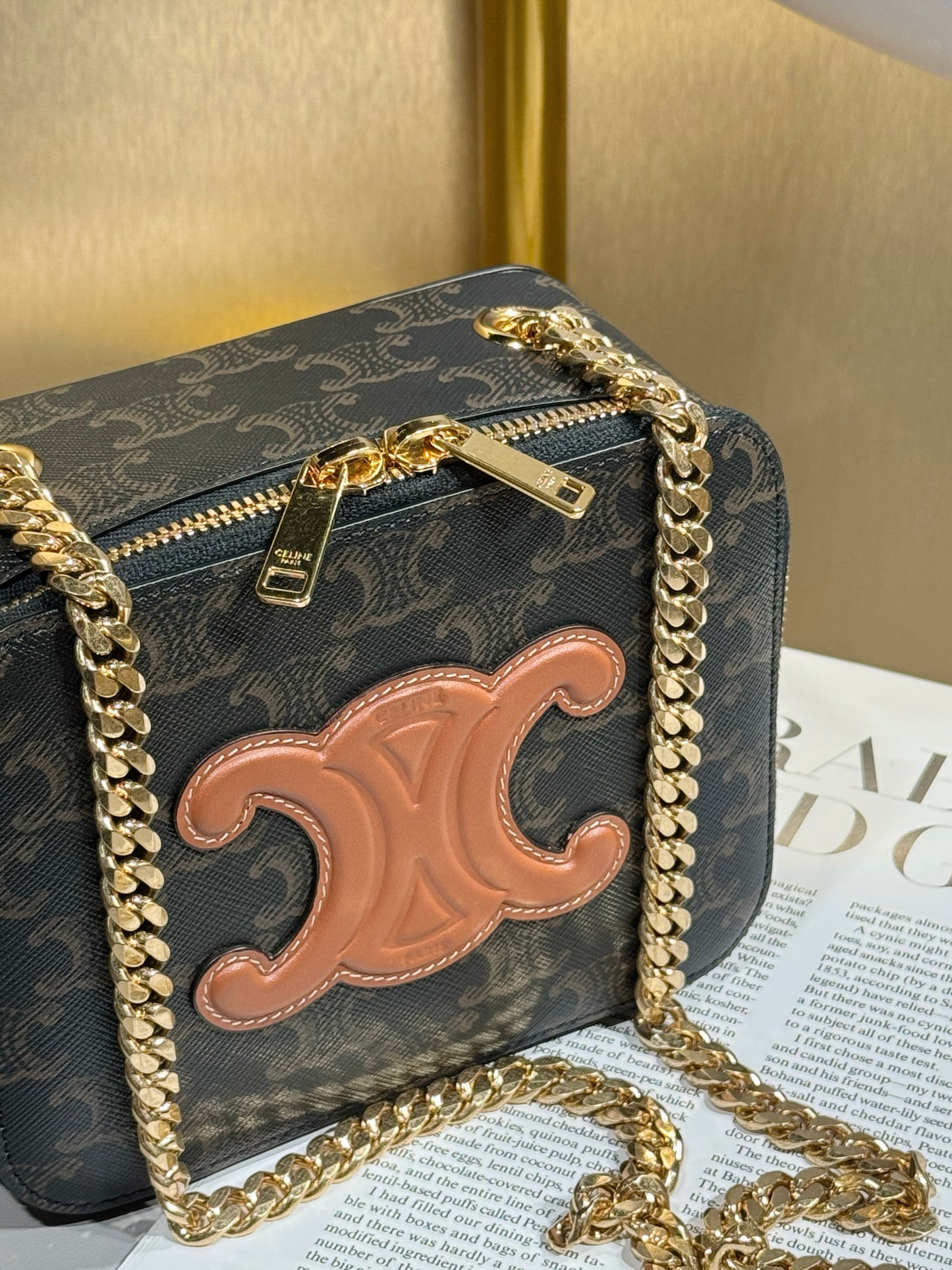 Celine Box On Chain — Triomphe Monogram