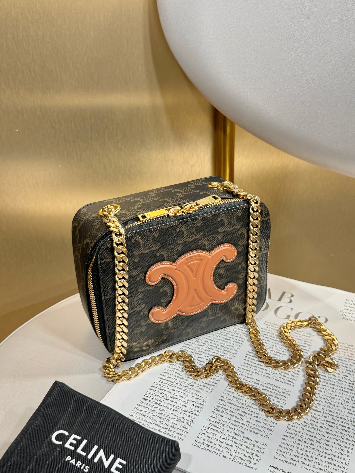 Celine Box On Chain — Triomphe Monogram