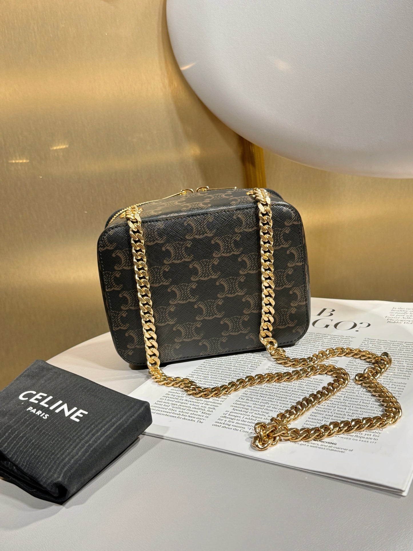 Celine Box On Chain — Triomphe Monogram
