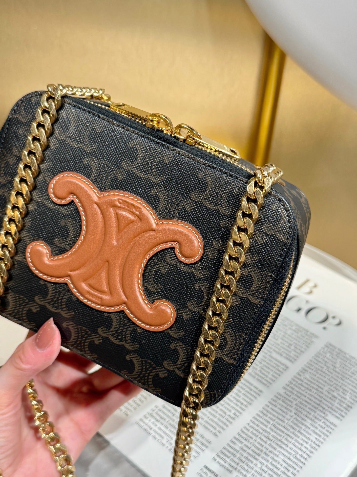 Celine Box On Chain — Triomphe Monogram