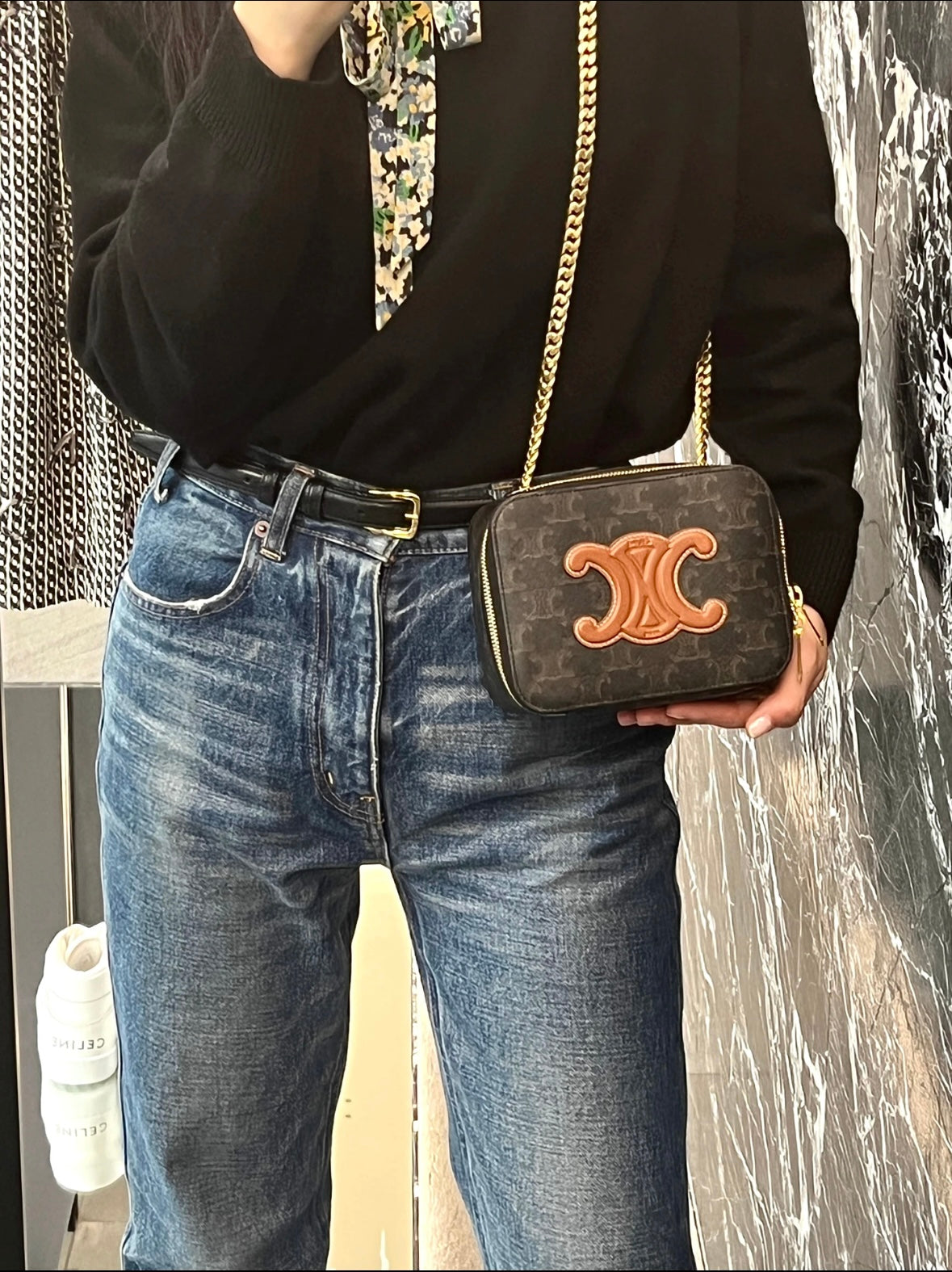 Celine Box On Chain — Triomphe Monogram
