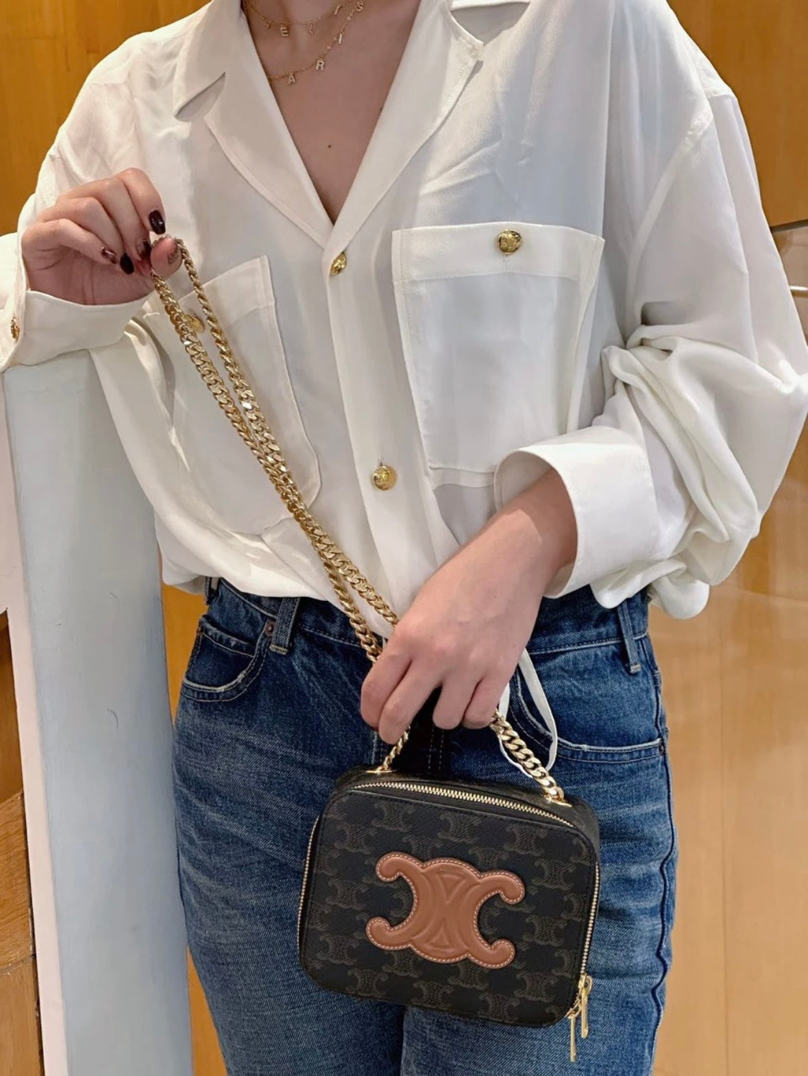 Celine Box On Chain — Triomphe Monogram