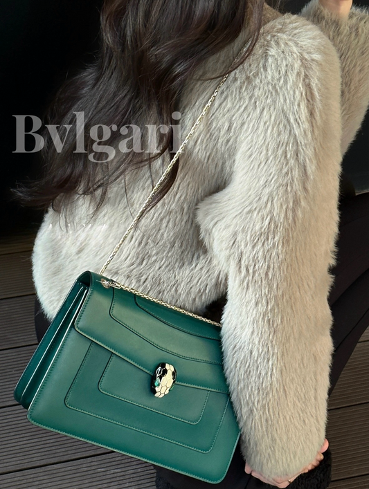 Bvlgari Serpenti Forever — Emerald Green Medium Shoulder Bag