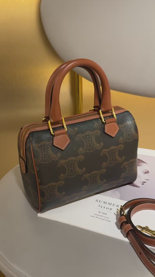 Celine Triomphe Boston Bag — Small Size with Signature Logo
