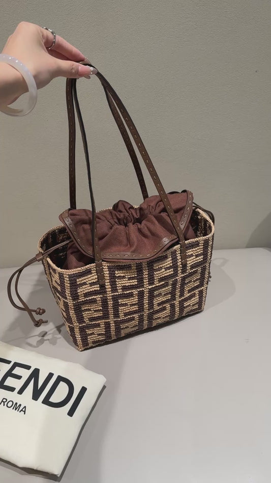 Fendi Monogram Raffia Tote Bag